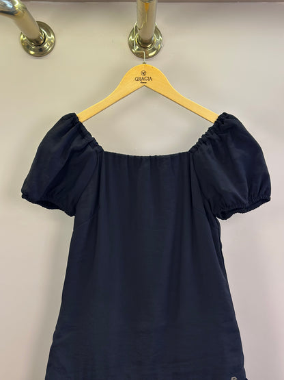 Vestido Teen Sarja Viscose Balonê Strass Preto - Two In