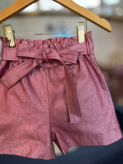Shorts Infantil Metalizado Clássico Rose - Animê