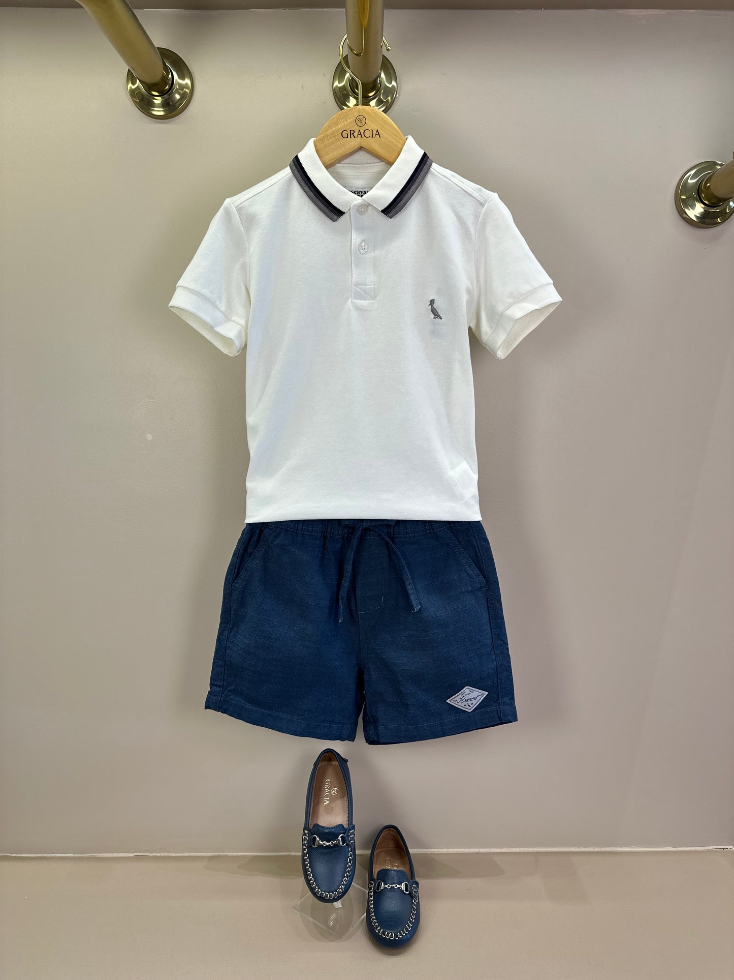 Bermuda Infantil Azul Marinho Cós Elástico e Cordão Ajustável - Reserva Mini