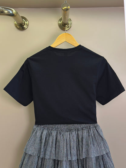 Conjunto Teen Camiseta Oversized e Saia Tule Lurex Plissada Preto - Two In