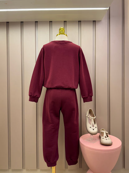 Conjunto Infantil Moletom Casaco Urso e Calça Cramberry - Momi