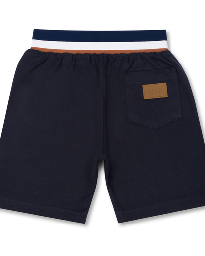 Conjunto Infantil Camiseta Teddy Sumer Delavê e Bermuda Moletom Elastano Elástico Listrado - Dame