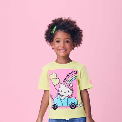 Blusa Infantil Hello Kitty Carro Verde Melão - Momi