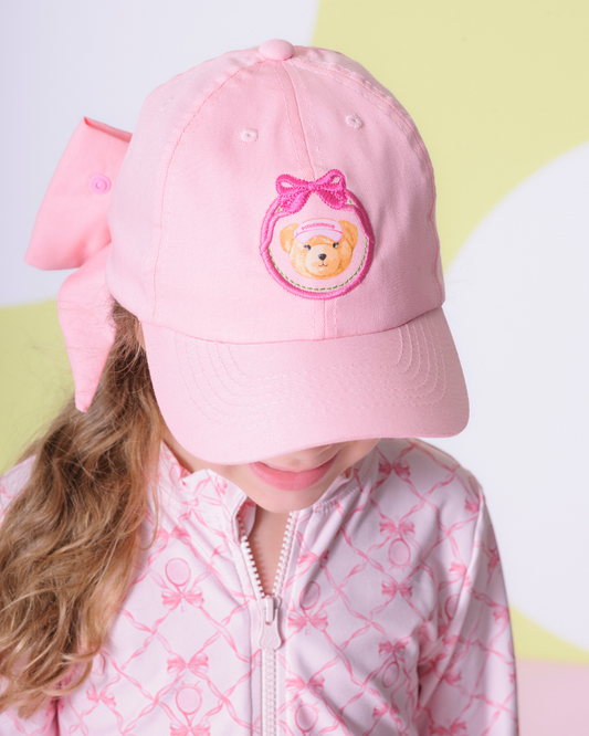 Boné Infantil Bordado Ursa Tenista Laço Puffer - Pituchinhus