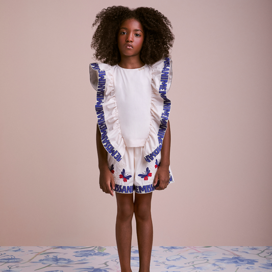 Conjunto Infantil Blusa e Shorts Bordados Borboletas - Animê