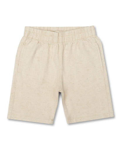 Conjunto Infantil Camiseta Algodão Teddy Summer Bege e Bermuda Linho Elastano Bege - Dame