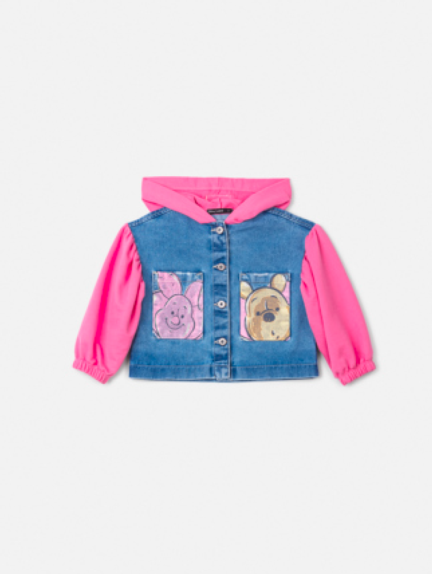 Jaqueta  Infantil Jeans com Moletom Pooh - Animê Petite