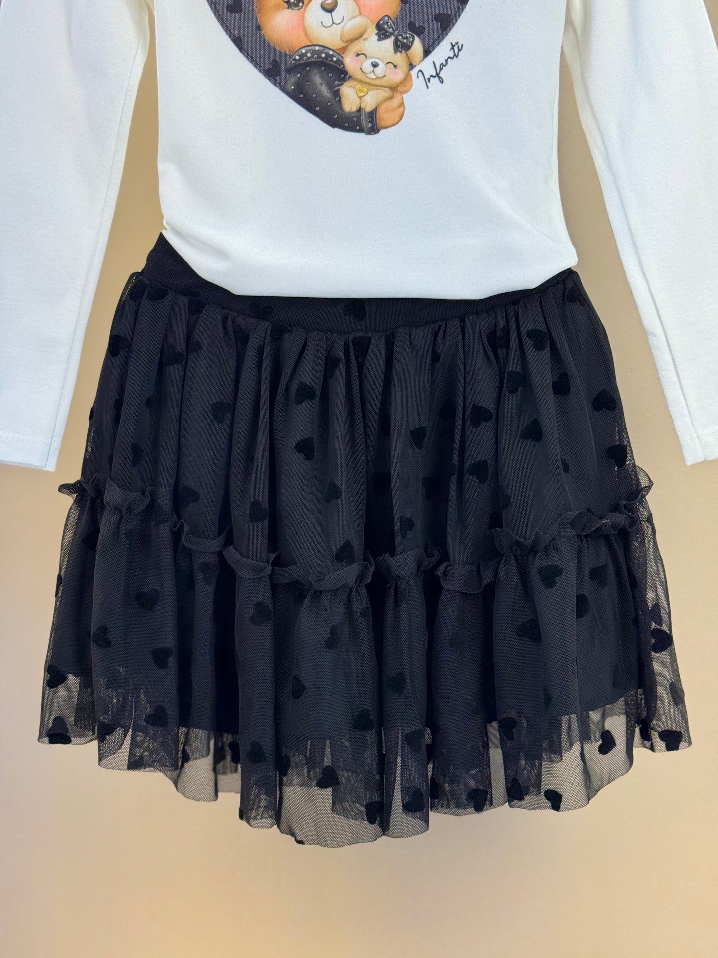 Conjunto Infantil Blusa Ml e Saia Preta - Infanti