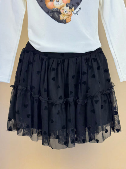 Conjunto Infantil Blusa Ml e Saia Preta - Infanti