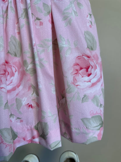 Vestido Bebê Algodão Laço Puffer com Calcinha Maxi Rosas - Pituchinhus