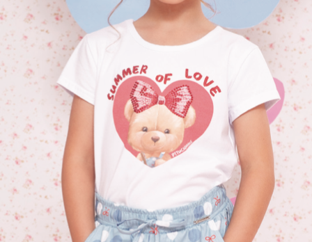 Blusa Infantil Cotton Ursinha Summer Of Love - Pituchinhus