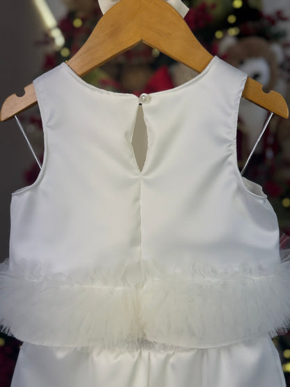 Conjunto Infantil Festa Blusa e Saia Barra Frufru de Tule Branco - Pituchinhus