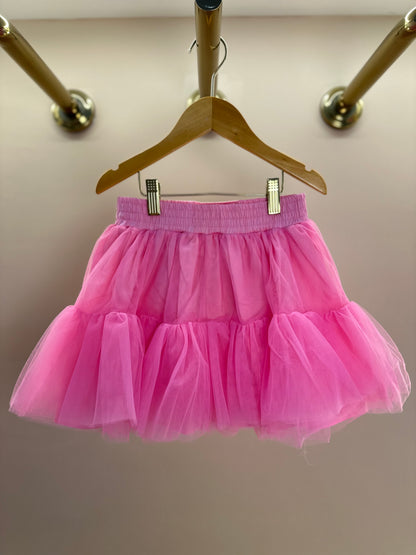 Saia Infantil Tule Babados Patche Barbie Rosa Ópera - Pituchinhus