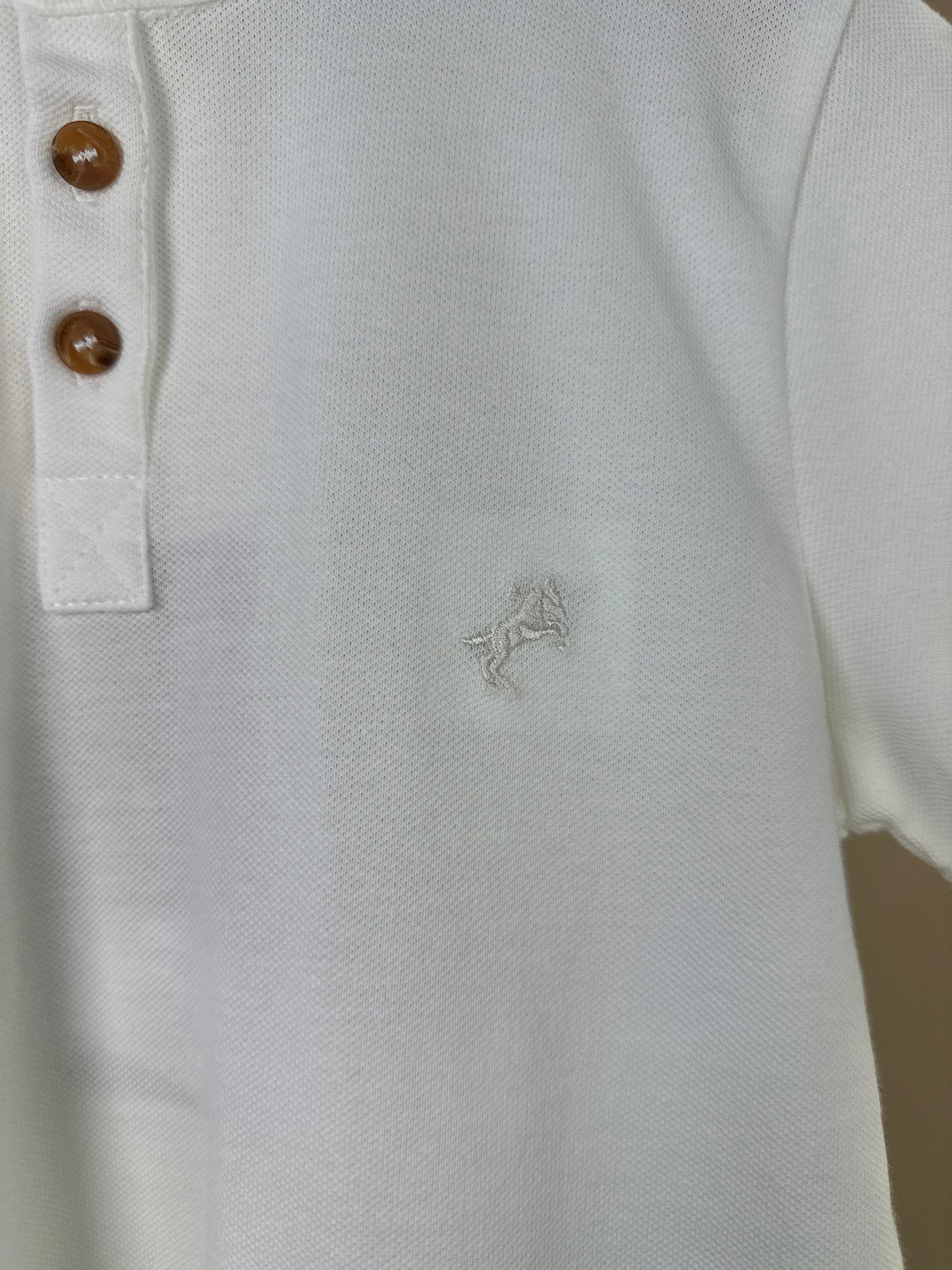 Polo Infantil  Piquet Cavalo Bordado Off White - Dame