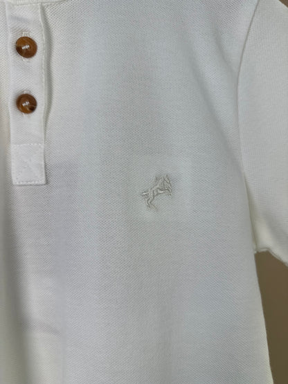 Polo Infantil  Piquet Cavalo Bordado Off White - Dame