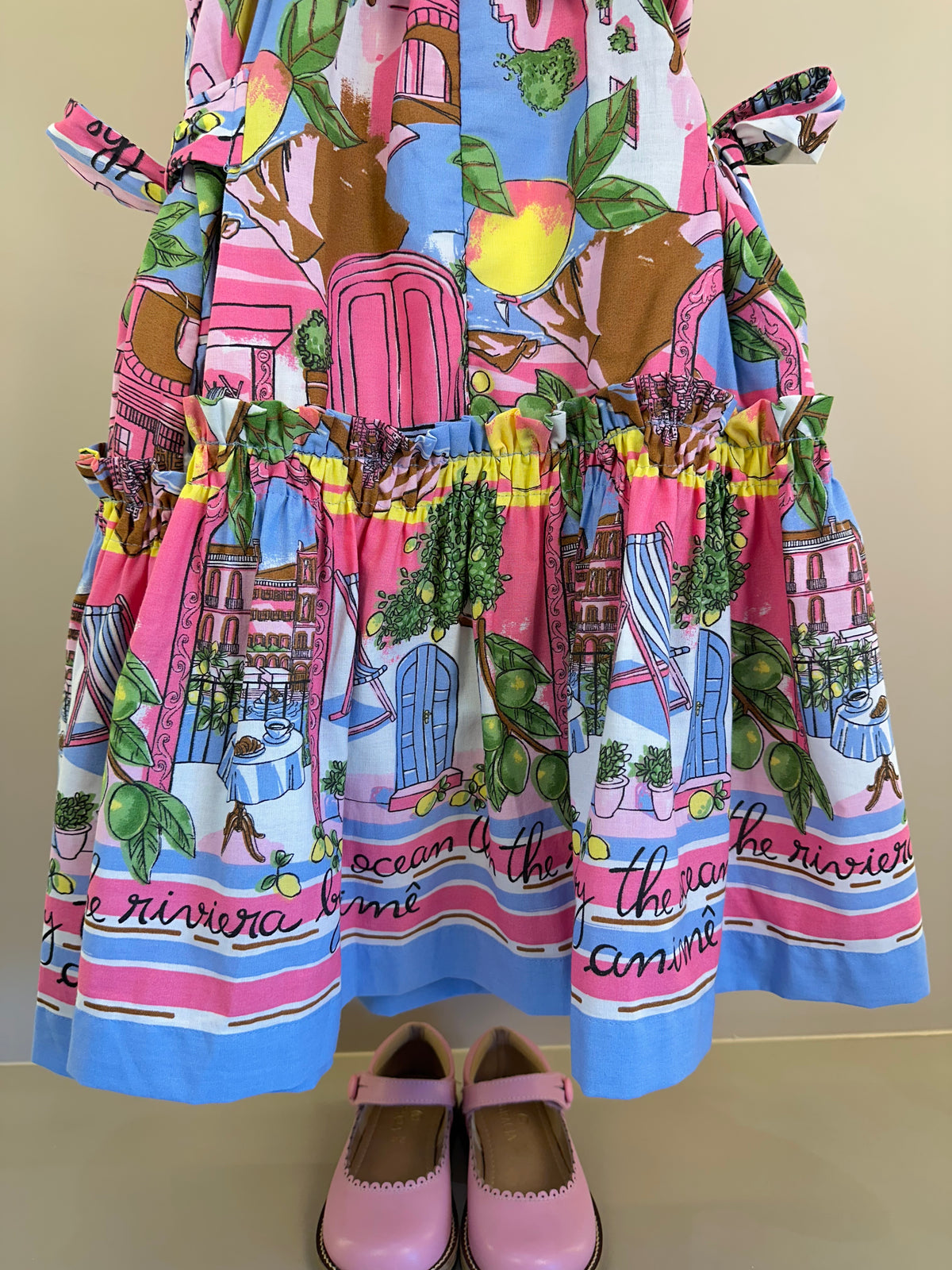 Vestido Infantil Estampa Limões Laços Laterais - Animê