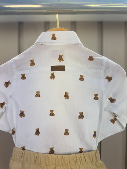 Camisa-body Bebê Tricoline Estampa Teddy ML - Dame