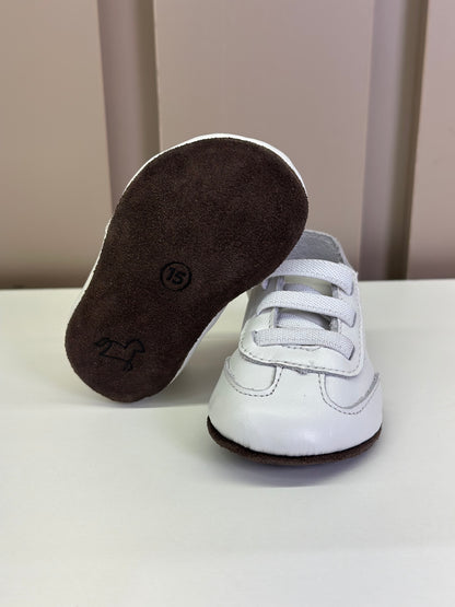 Sapato Bebê Couro Bola Branco - Petit Cheval