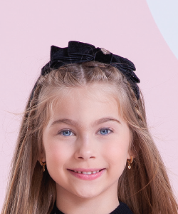 Arquinho Infantil Laço Triplo Veludo Preto - Pituchinhus PRÉ-VENDA