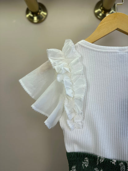 Conjunto Teen Blusa Babados Mangas Voil e Saia Viscose Verde Oliva - Two In