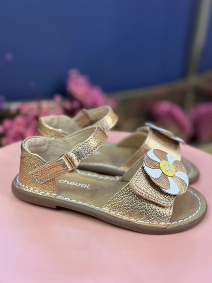 Sandália Infantil Rolimã Cobre/Flor Catavento - Petit Cheval