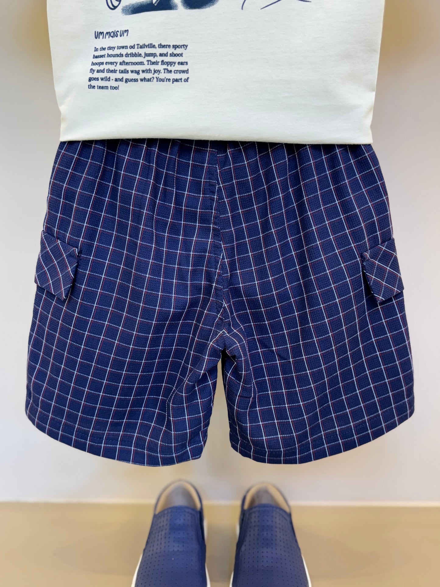 Conjunto Bebê Camiseta Com Estampa E Bermuda Sarja Listrada Marinho - Um Mais Um