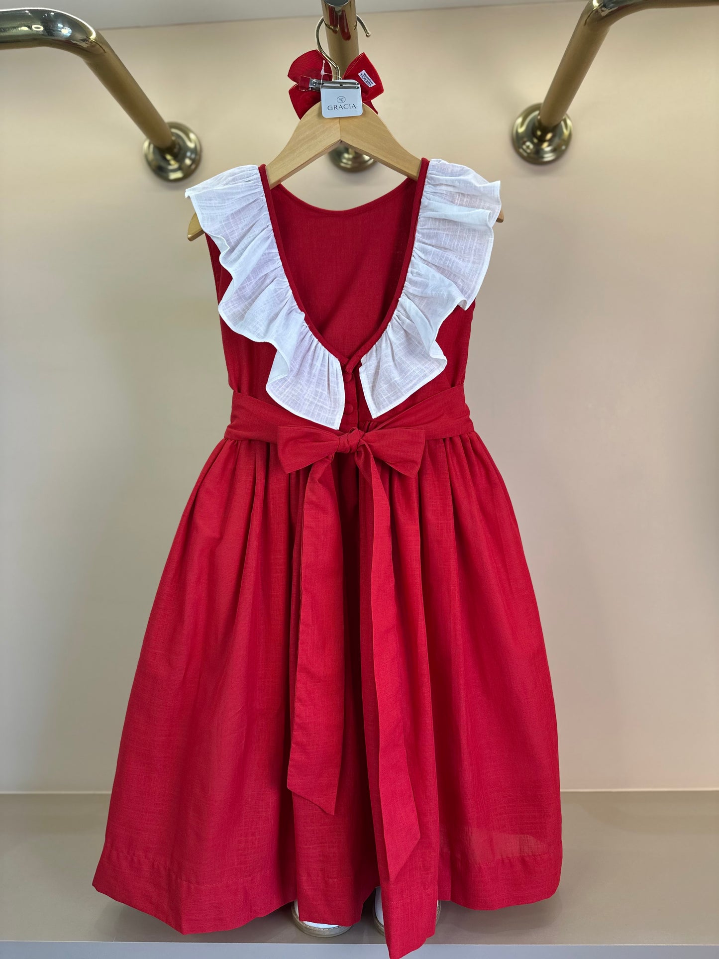 Vestido Infantil Clássico Algodão Isaura Vermelho - Gracia