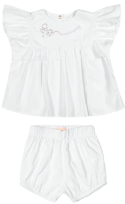 Conjunto Bebê Bata com Shorts de Algodão Off White - Charpey