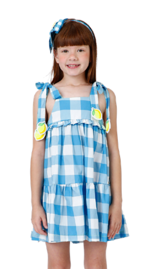 Vestido Infantil Lívia Est. Vichy Limão - Siri Kids