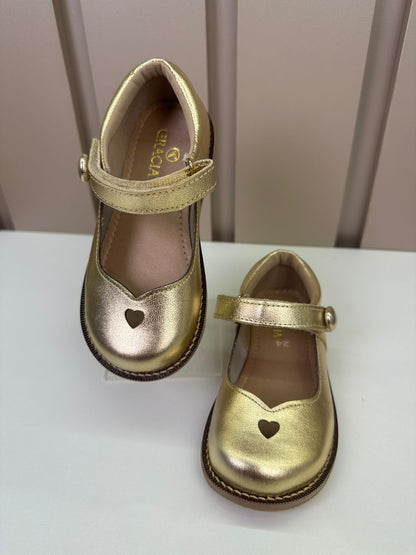 Sapato Infantil Couro Estela Dourado - Gracia