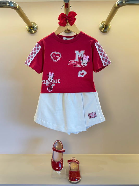 Conjunto Infantil Blusa Berry Patches Minnie e Shorts Bege - Animê Petite