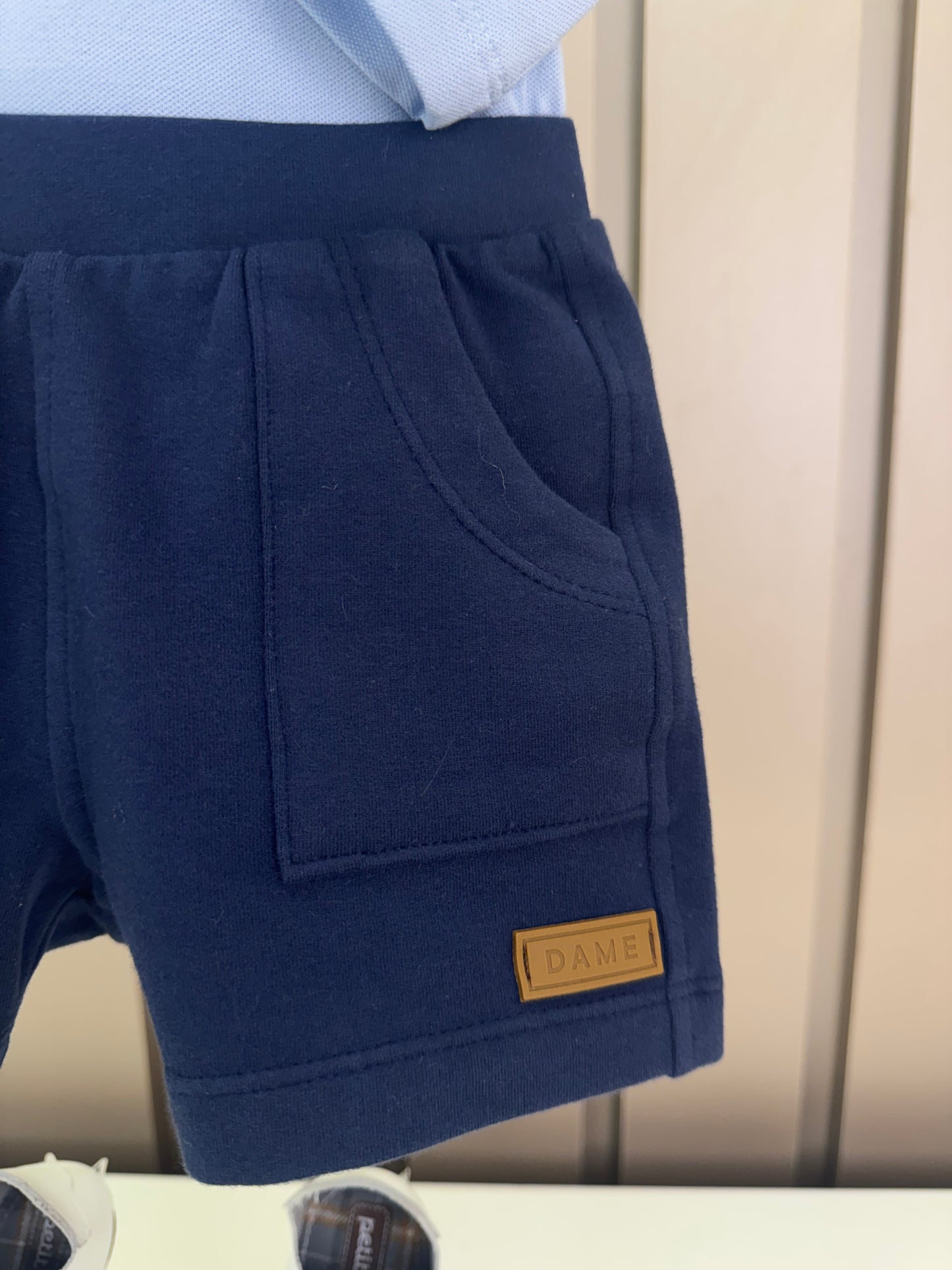 Conjunto Bebê Polo-Body Piquet Algodão ML Azul e Bermuda Moletom Algodão Profundo - Dame