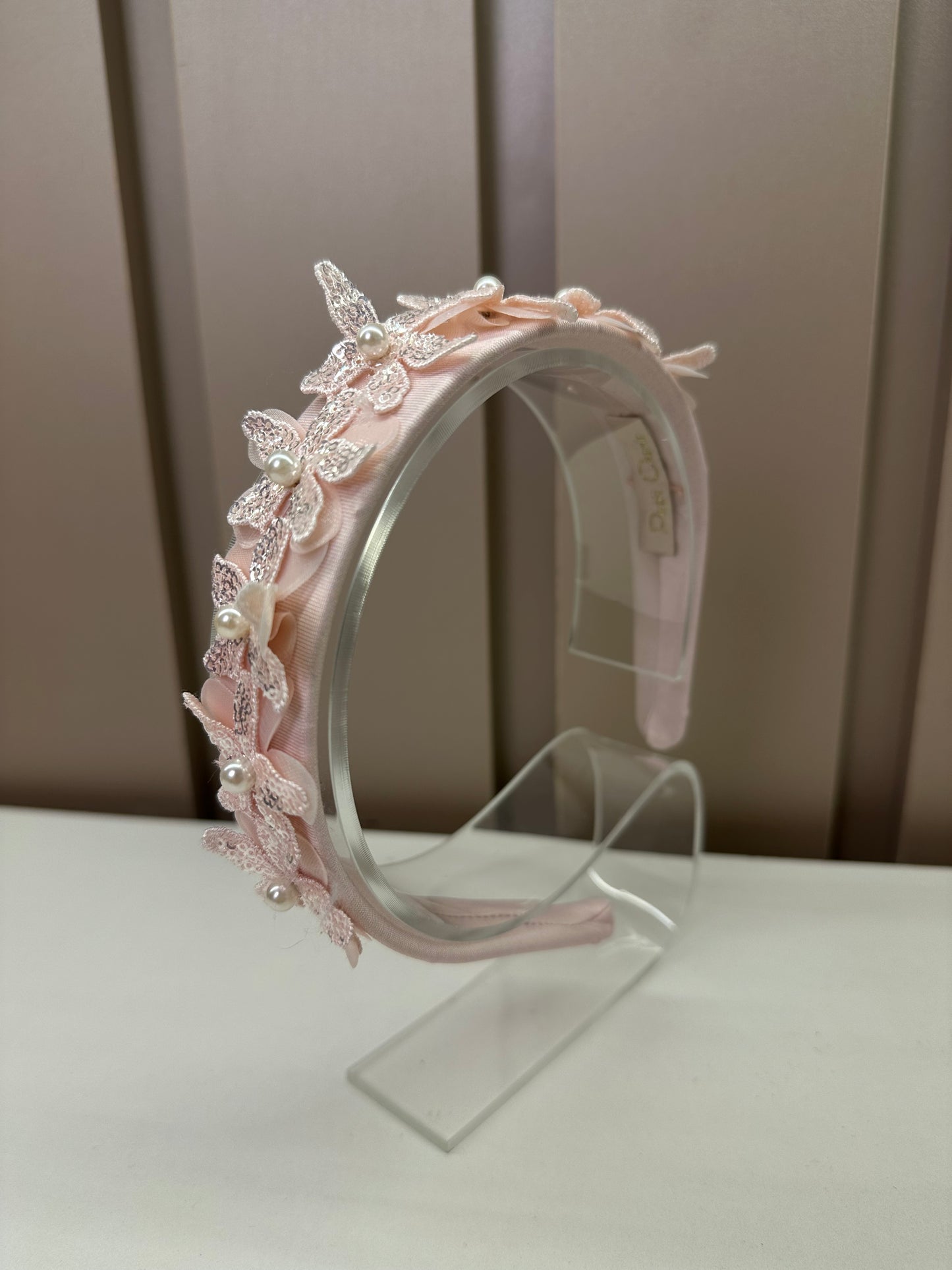 Tiara Infantil Flores 3D Rosa - Petit Cherie