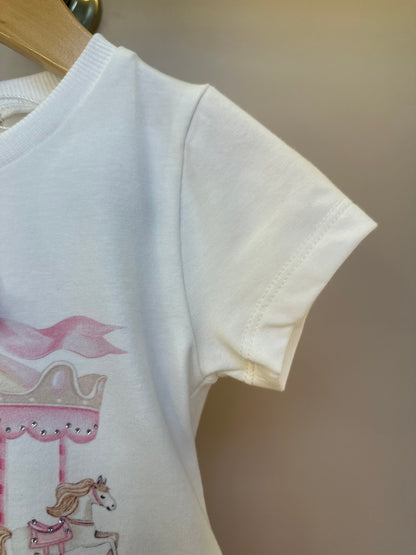 Conjunto Infantil Blusa Carrossel Shorts Babado Rosa - Petit Cherie