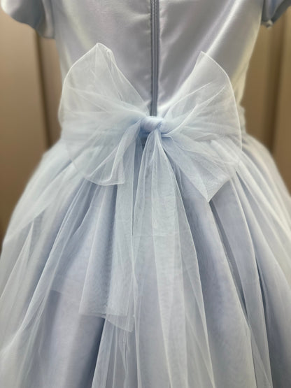 Vestido Infantil Festa Pelerine Bordada Azul - Petit Cherie