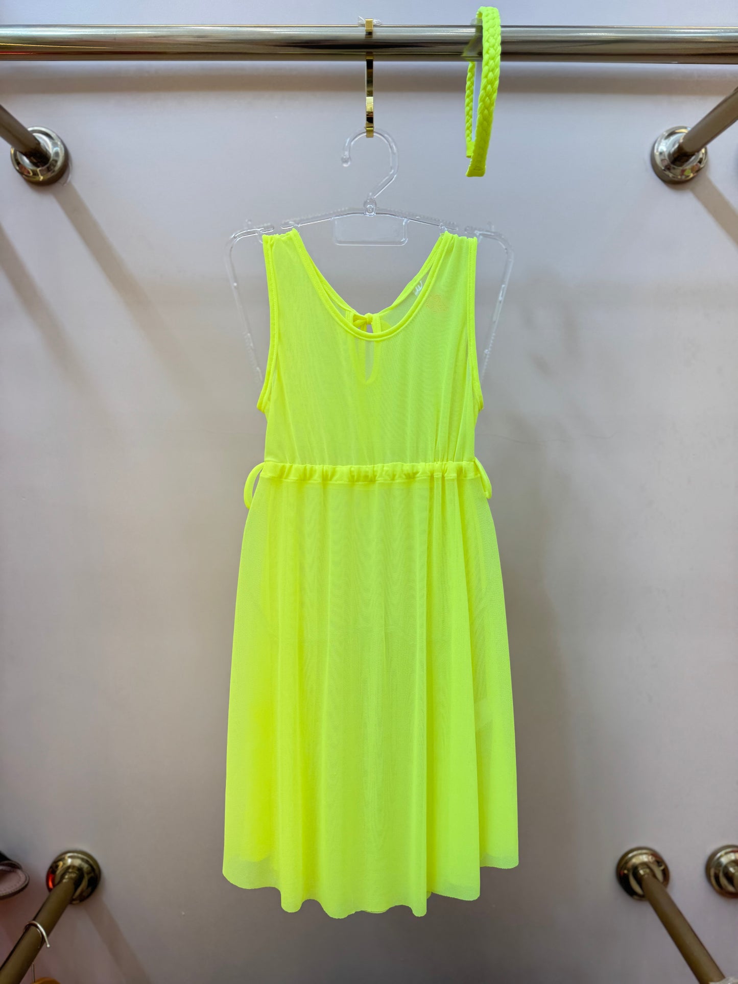 Vestido Infantil Larissa Tule Amarelo Fluor - Siri Kids