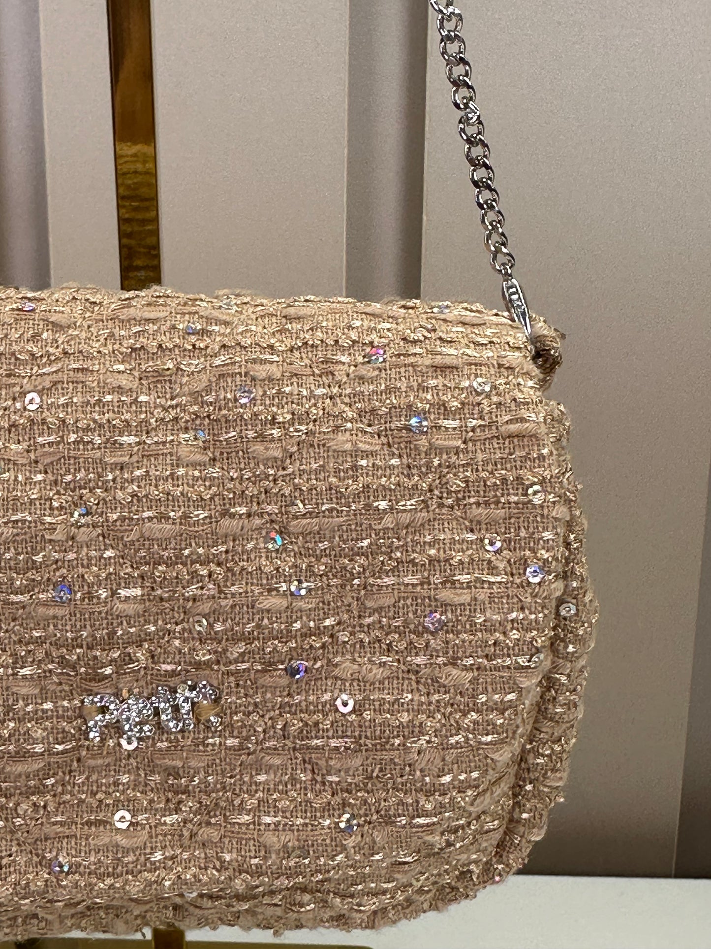 Bolsa Infantil Tweed Shine Bege - Petit Cherie