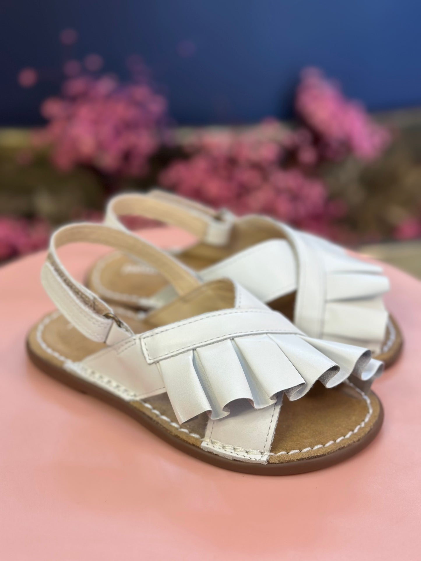 Sandália Infantil Babado Branca - Petit Cheval
