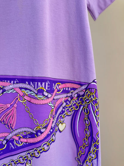 Vestido Infantil Lenço Lilás Orquídea - Animê