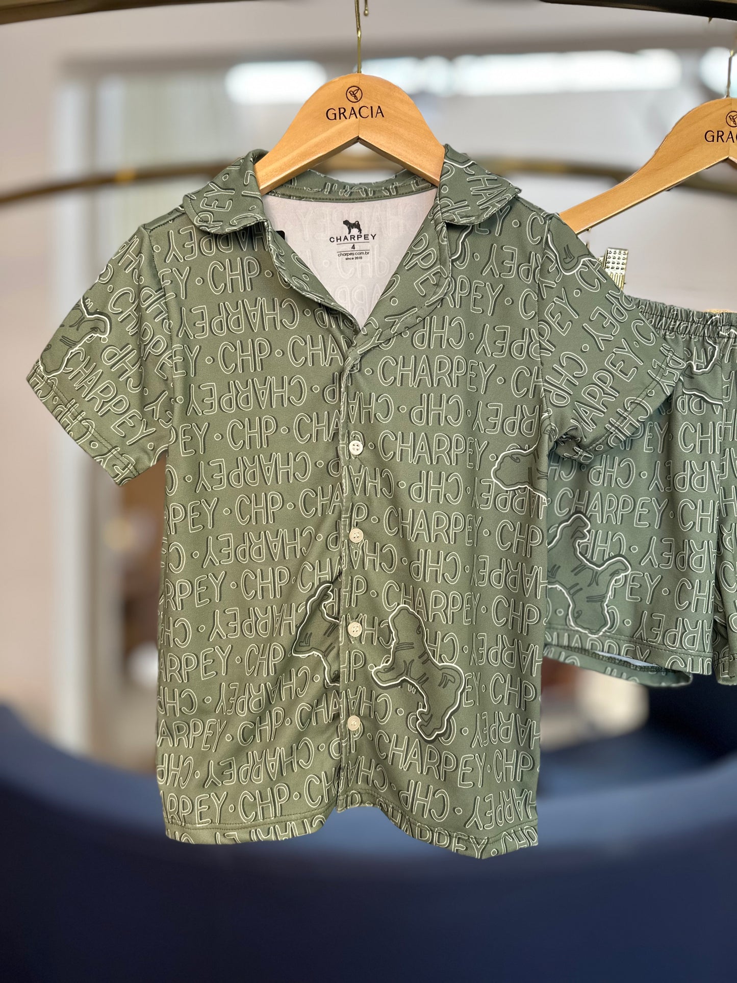 Pijama Infantil Camisa e Shorts Verde - Charpey