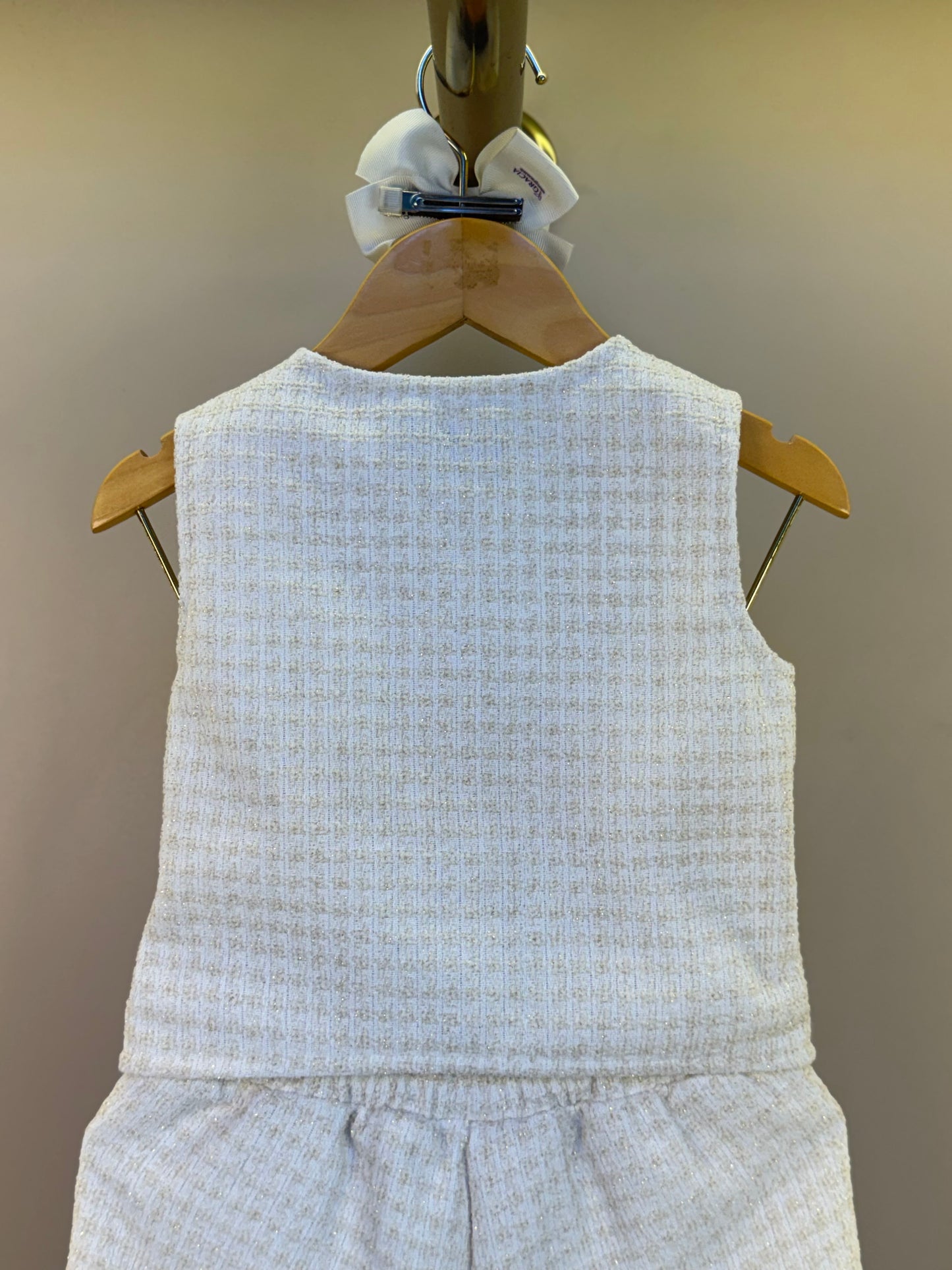 Conjunto Infantil Colete e Shorts Tweed Off White - Animê