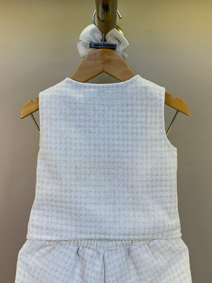 Conjunto Infantil Colete e Shorts Tweed Off White - Animê