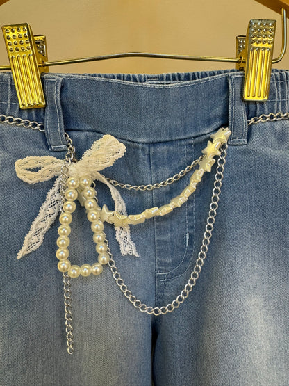 Calça Jeans Infantil  Wide Cargo Com Cinto - Gabriela Aquarela