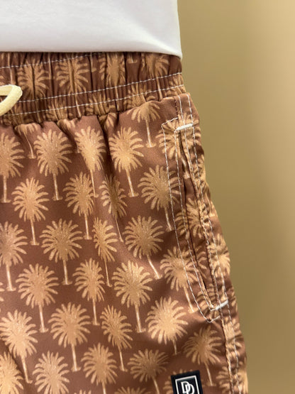 Conjunto Infantil Camiseta Branca e Shorts Coqueiros Bege - Dudes
