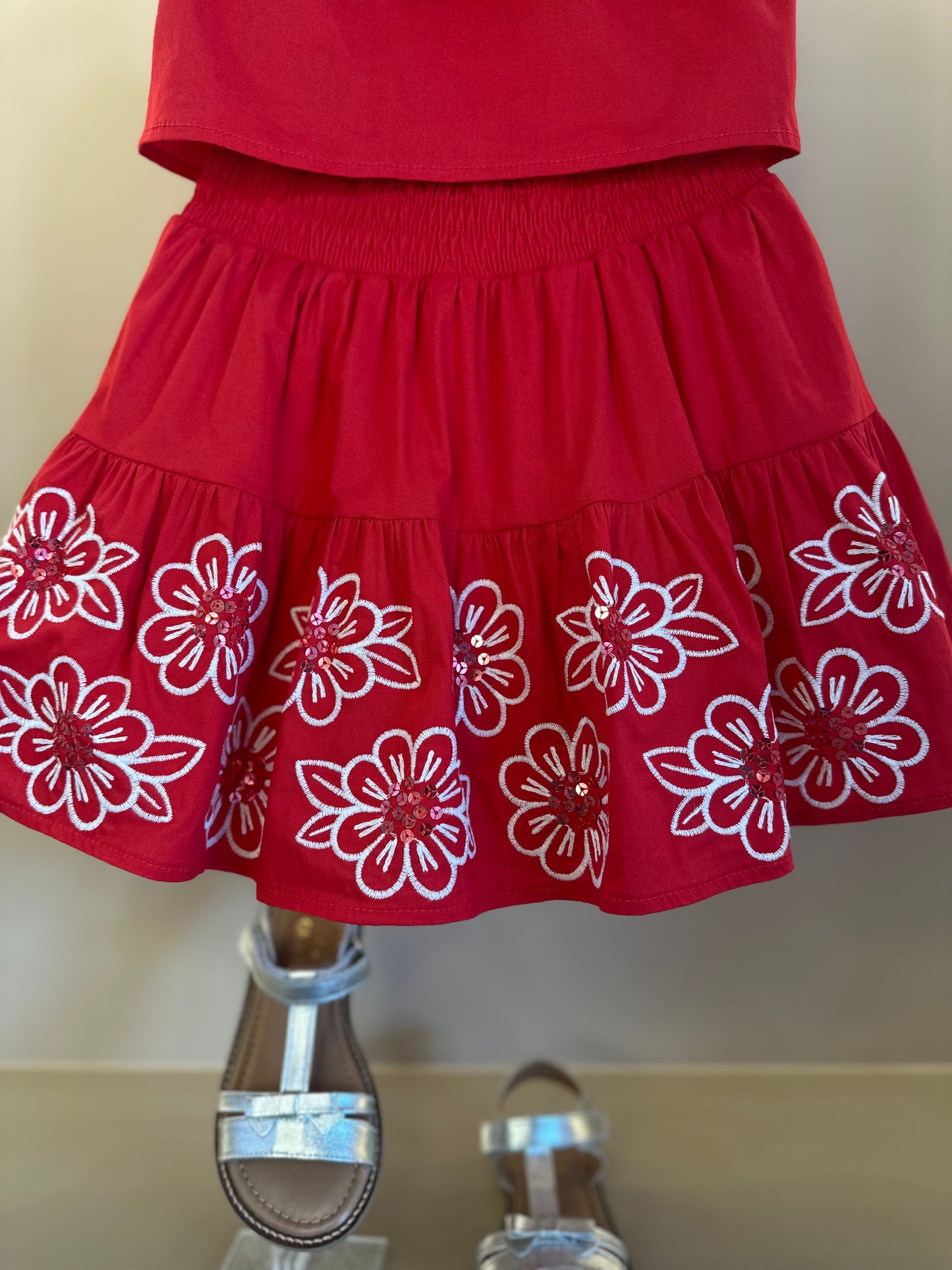 Conjunto Infantil Blusa Babados Mini Joia e Saia Flores - Momi