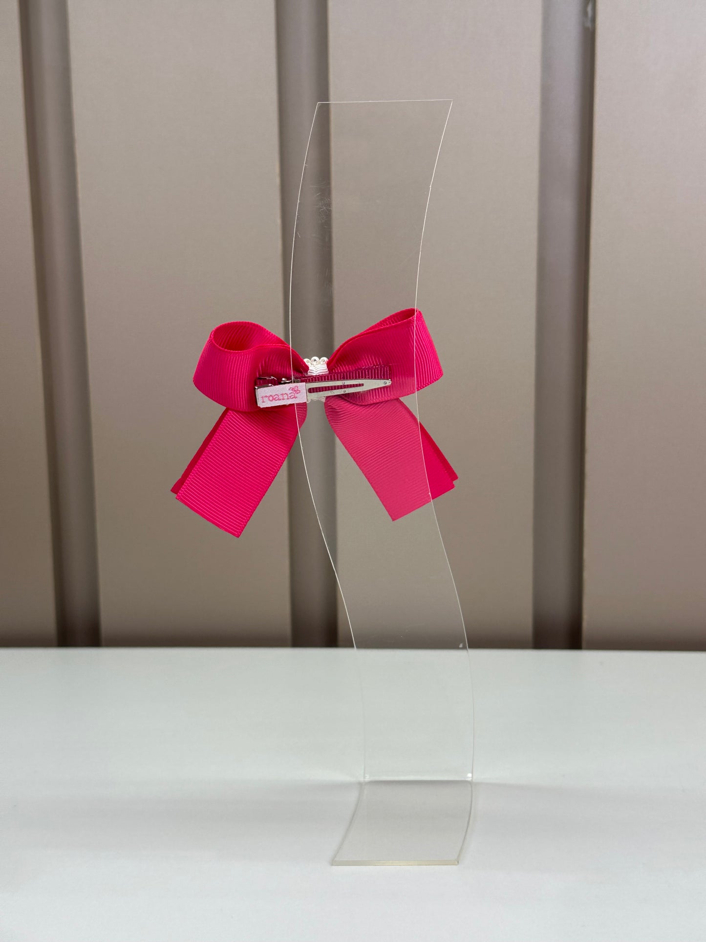 Presilha Infantil Laço Longo Pink Flores Bordadas - Roana