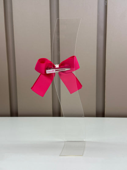 Presilha Infantil Laço Longo Pink Flores Bordadas - Roana