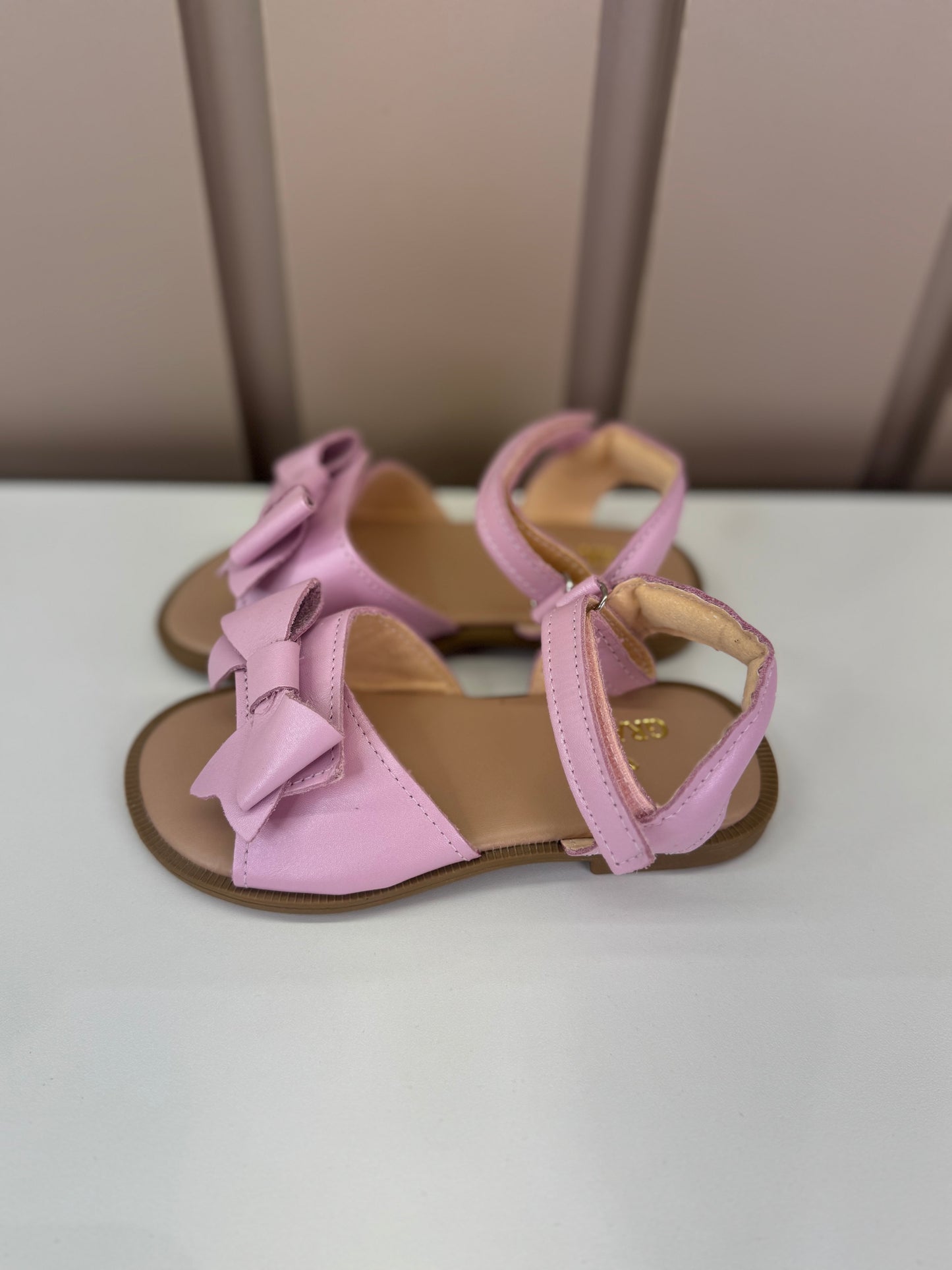 Sandália Infantil Manu Laço Velcro Rosa Perolado - Gracia