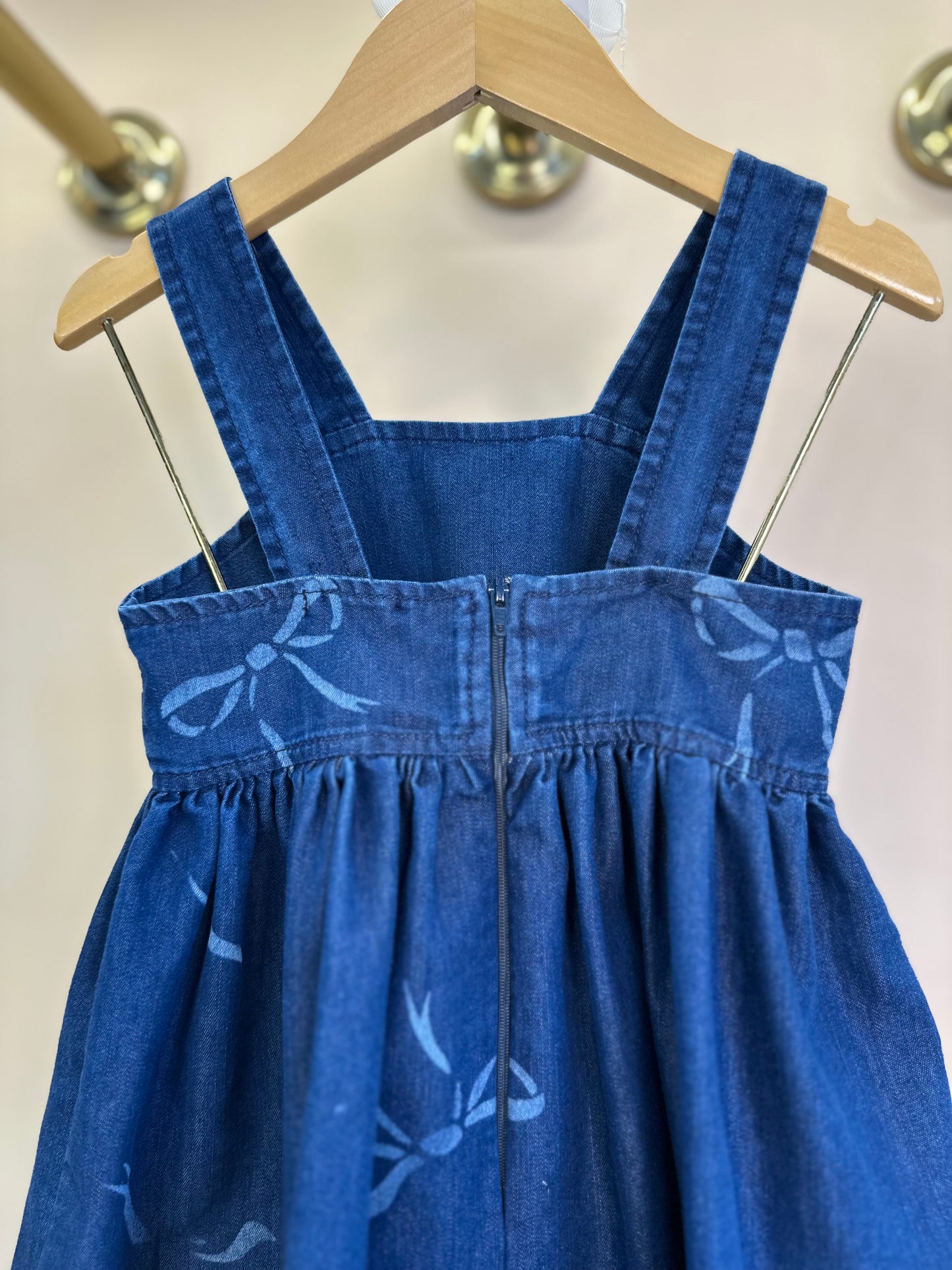 Vestido Infantil Jeans Laços Rodado - Luluzinha