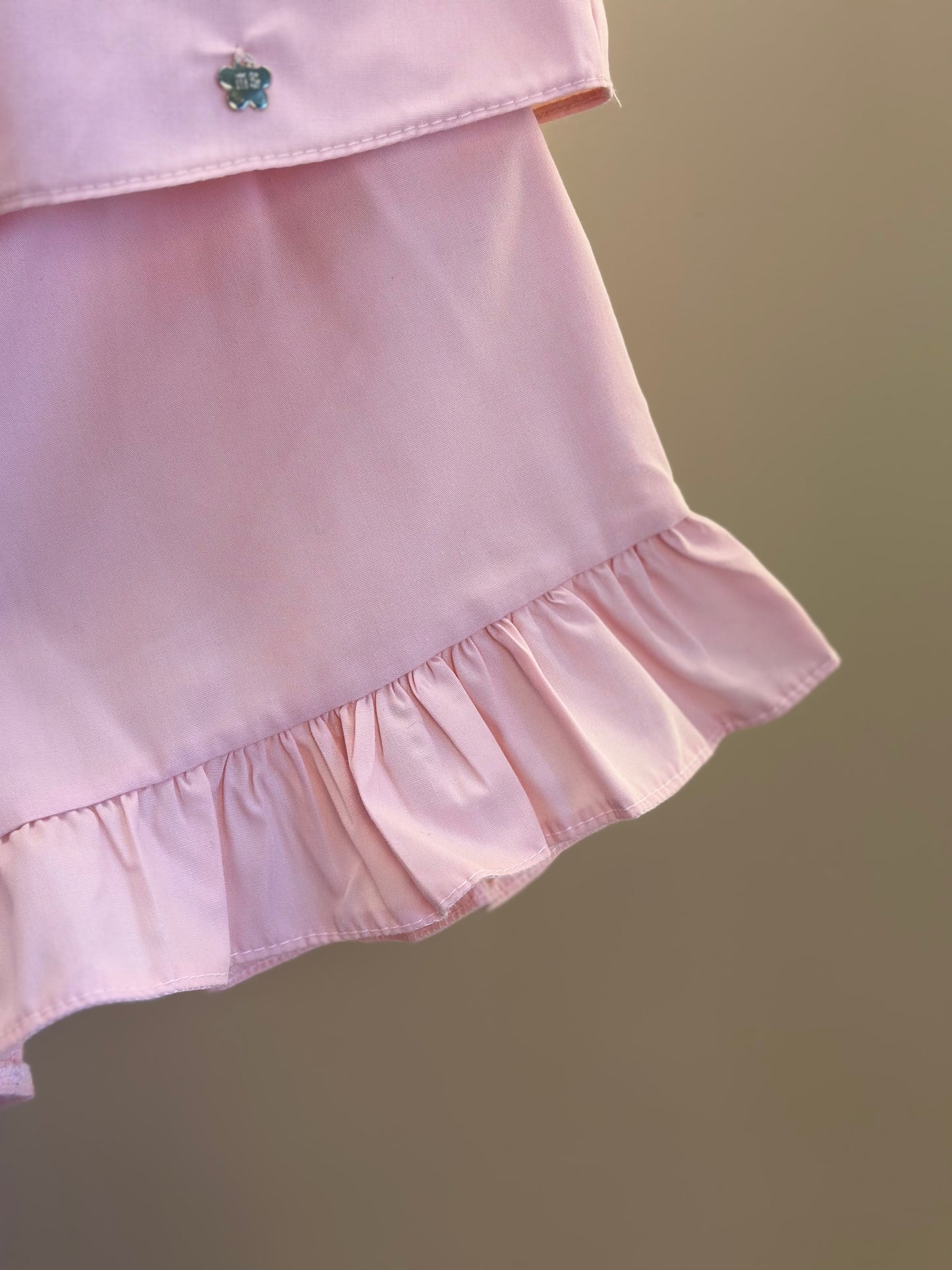 Conjunto Infantil Tricoline Blusa Bordada Flores e Shorts Babadinhos Rosa - Mon Sucré